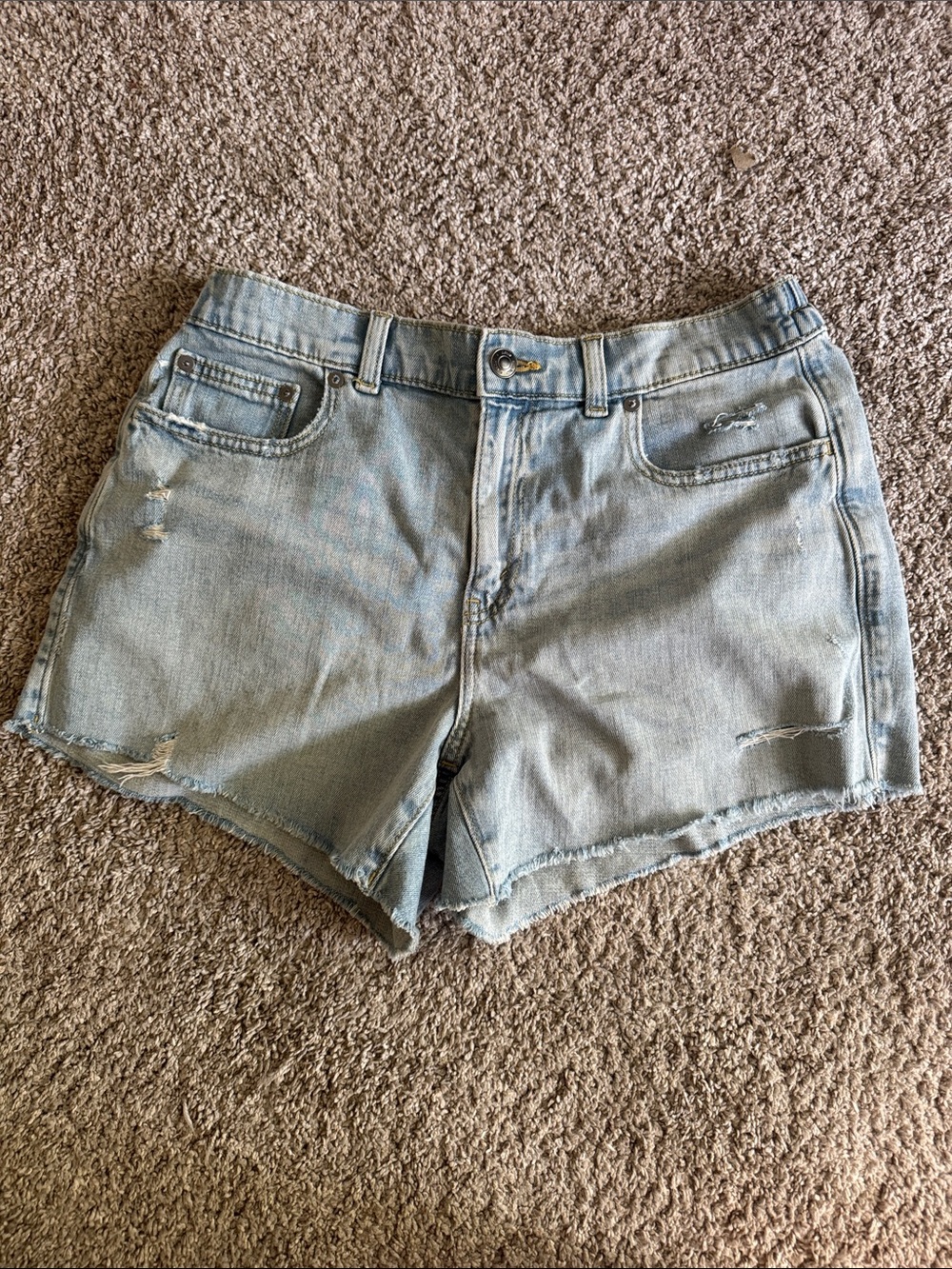 Aerie Light Blue Distressed Denim Shorts